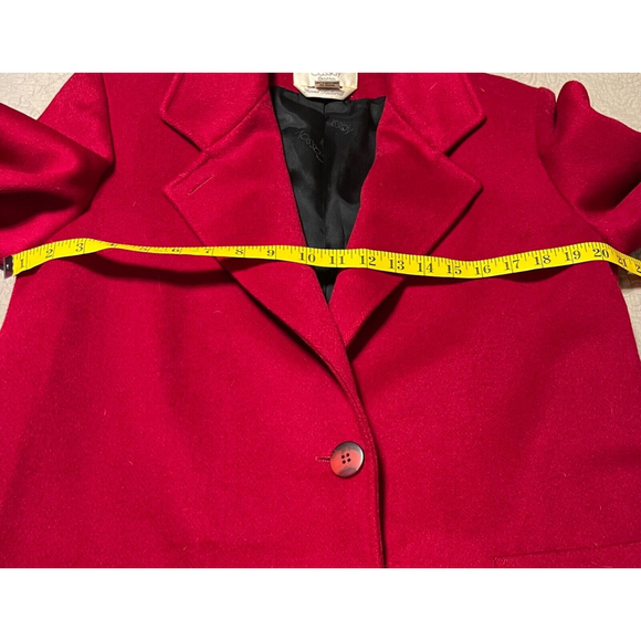 Cassidy VTG Red Women’s Hand Tailored Pure Wool Solid Red Lined Long Coat Sz 12 - Picture 10 of 11